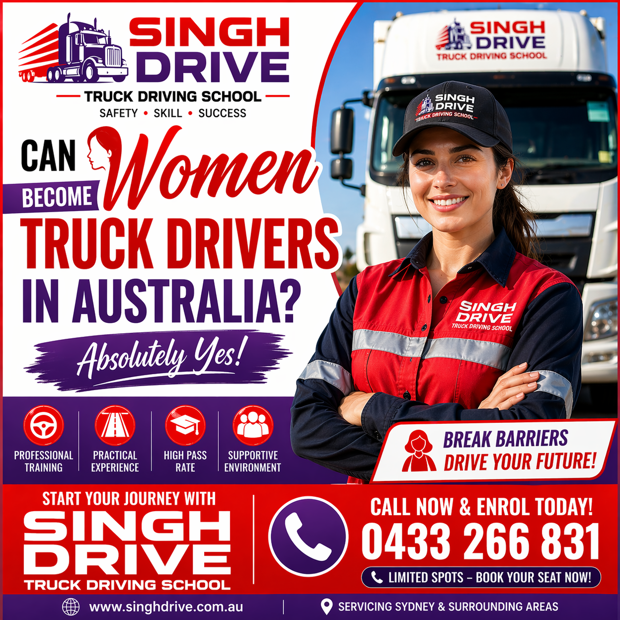 woman learning truck driving HR licence