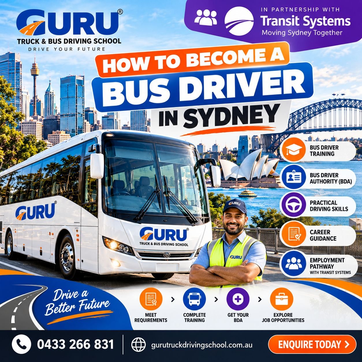 How to become a bus driver in Sydney with Guru Truck and Bus Driving School